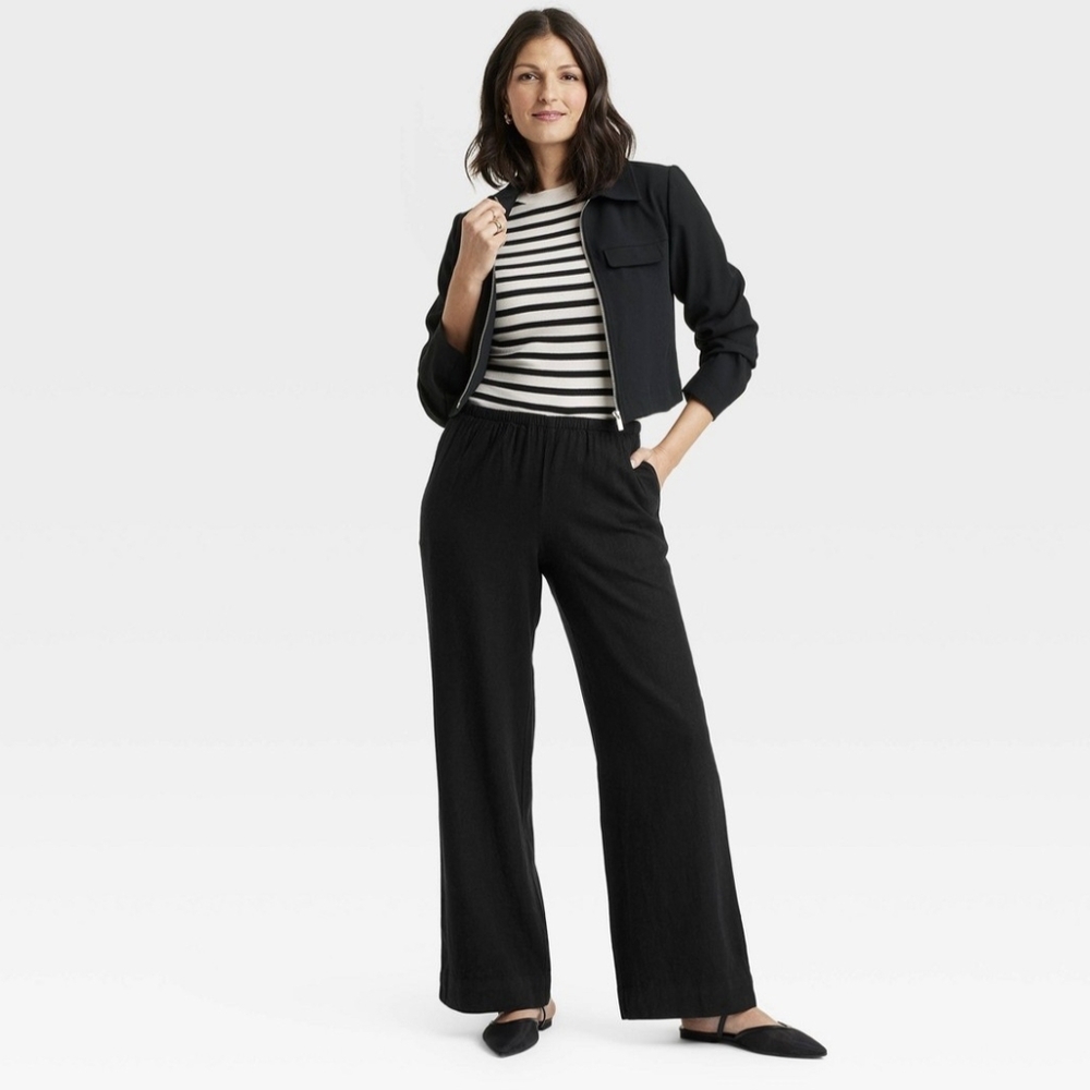 NWT a new day Size Small Long Women's Black Wide-Leg Pants  (0201)